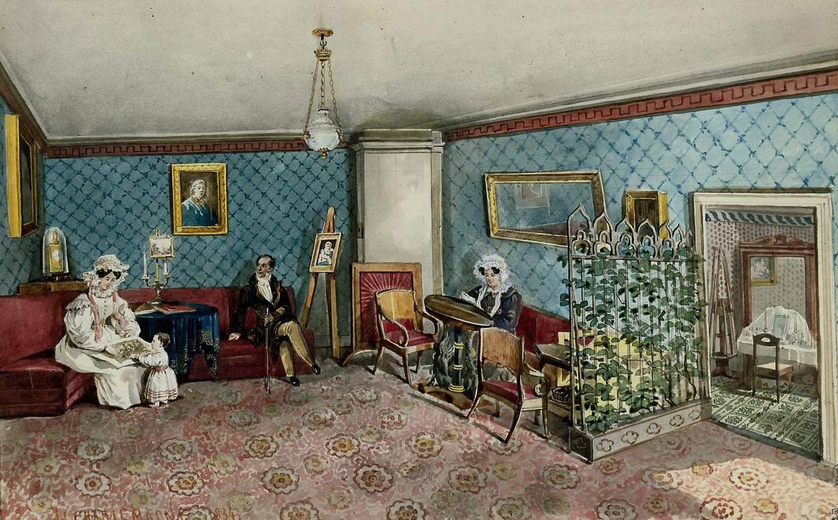 В комнате (семья художника), Adolf Jossifowitsch Charlemagne, 1834