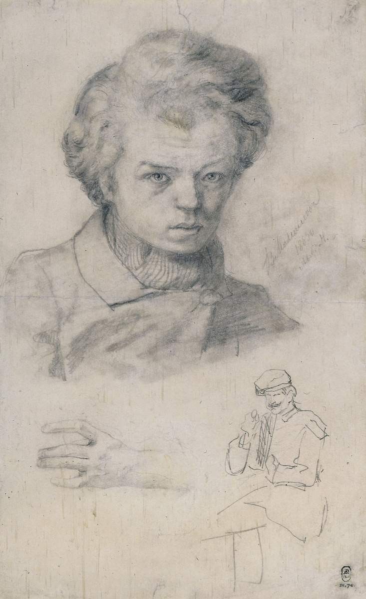 Автопортрет. Рука. Мужская фигура, Vassily Maximov, 1863