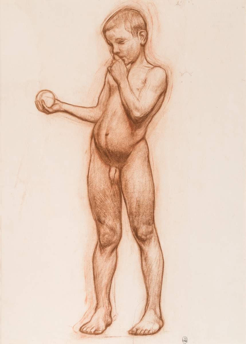 Мальчик-натурщик c шаром в руке, Alexander Jacovleff, 1908–1909