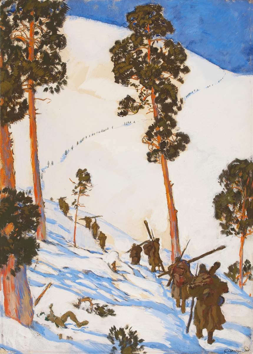 Саракомыш. Движение отряда на Бардусские высоты, Eugene Lanceray, 1915