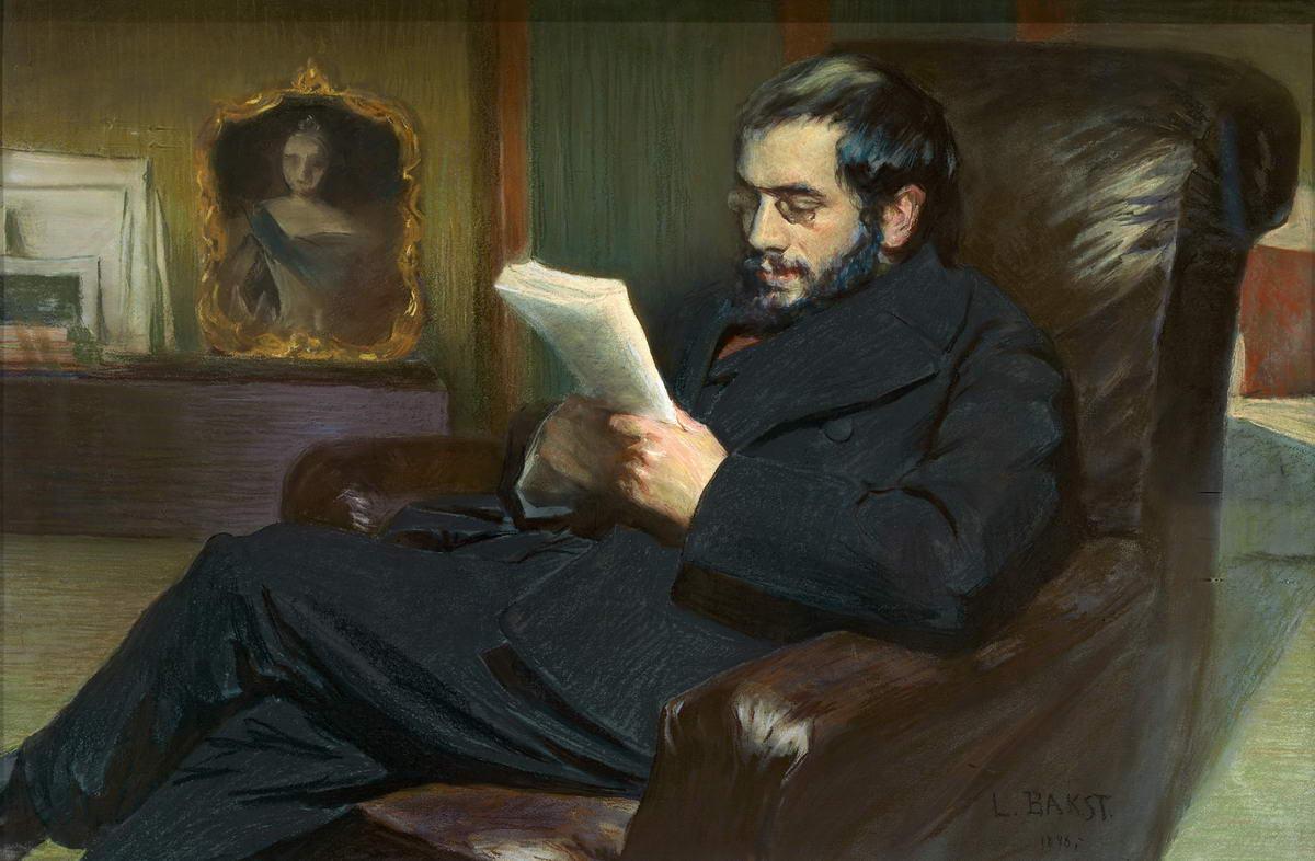 Портрет А. Н. Бенуа, Léon Bakst, Ivan Bilibin, Leonid Brailovskii, Sergei Chekhonin, L. E. Chirikov, Natalia Goncharova, Boris Grigor'ev, Boris Kustodiev, Mikhail Larionov, Georgi Shlikht, 1898