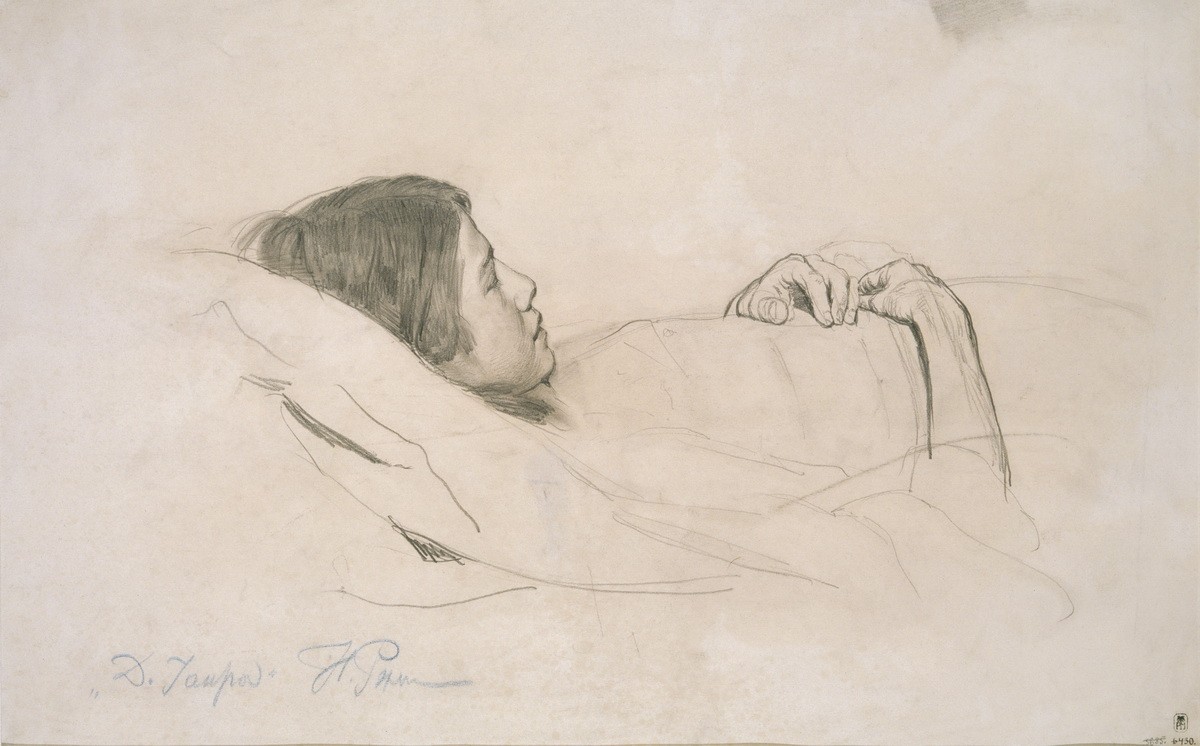 Лежащая девушка, Ilya Repin, 1871