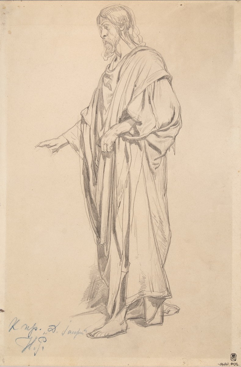 Мужская фигура в драпировке, Ilya Repin, 1871