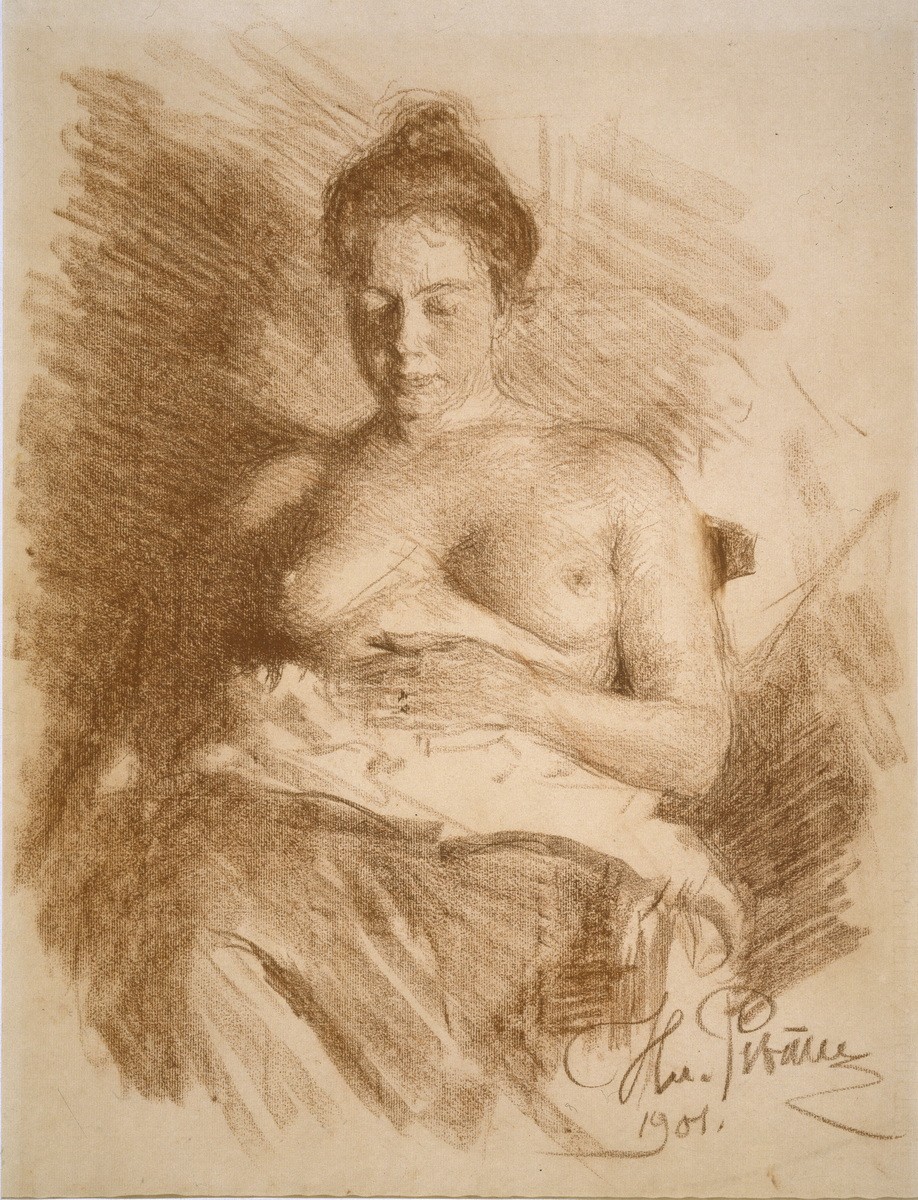 Полуобнаженная (Портрет Наталии Нордман), Ilya Repin, 1901
