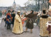 Tsar Ivan V and Tsar Peter I Arriving at the Semyonovsky House in Moscow and Initiating Young Falconers into the Toy Guards