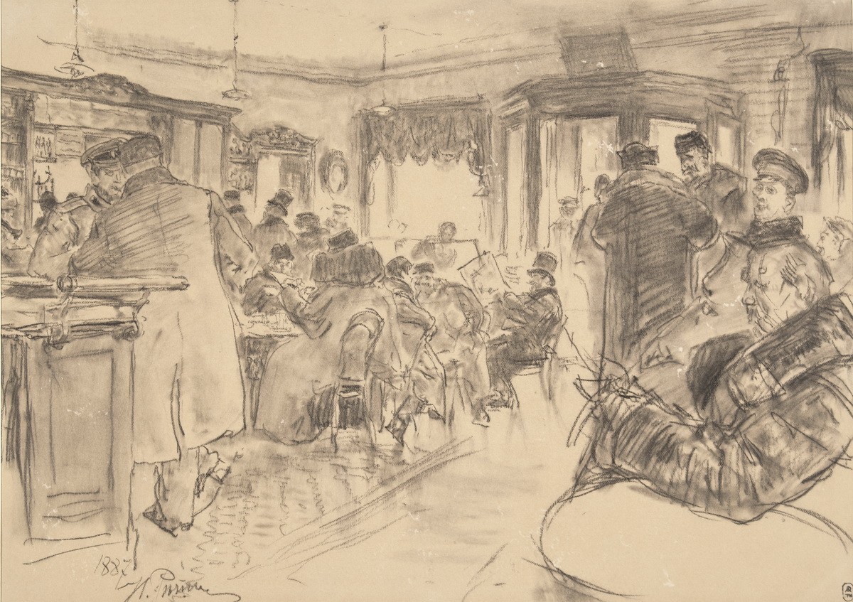 У Доминика, Ilya Repin, 1887