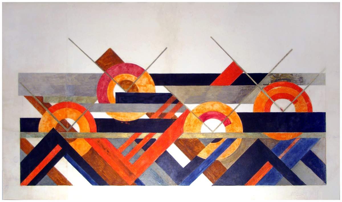 Рисунок для скатерти с геометрическим орнаментом, Vera Mukhina, 1925