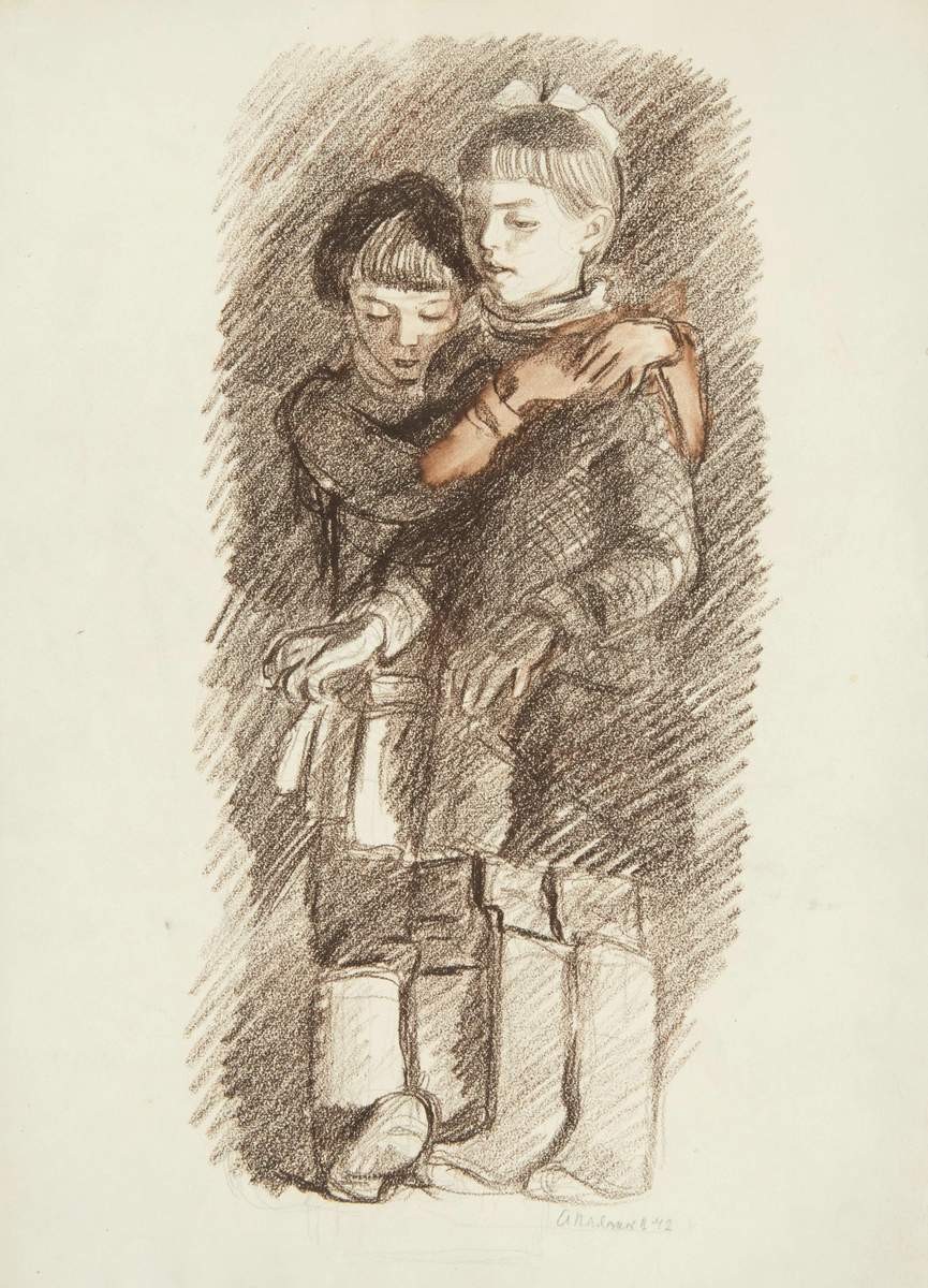 Две девочки, Alexei Pakhomov, 1942