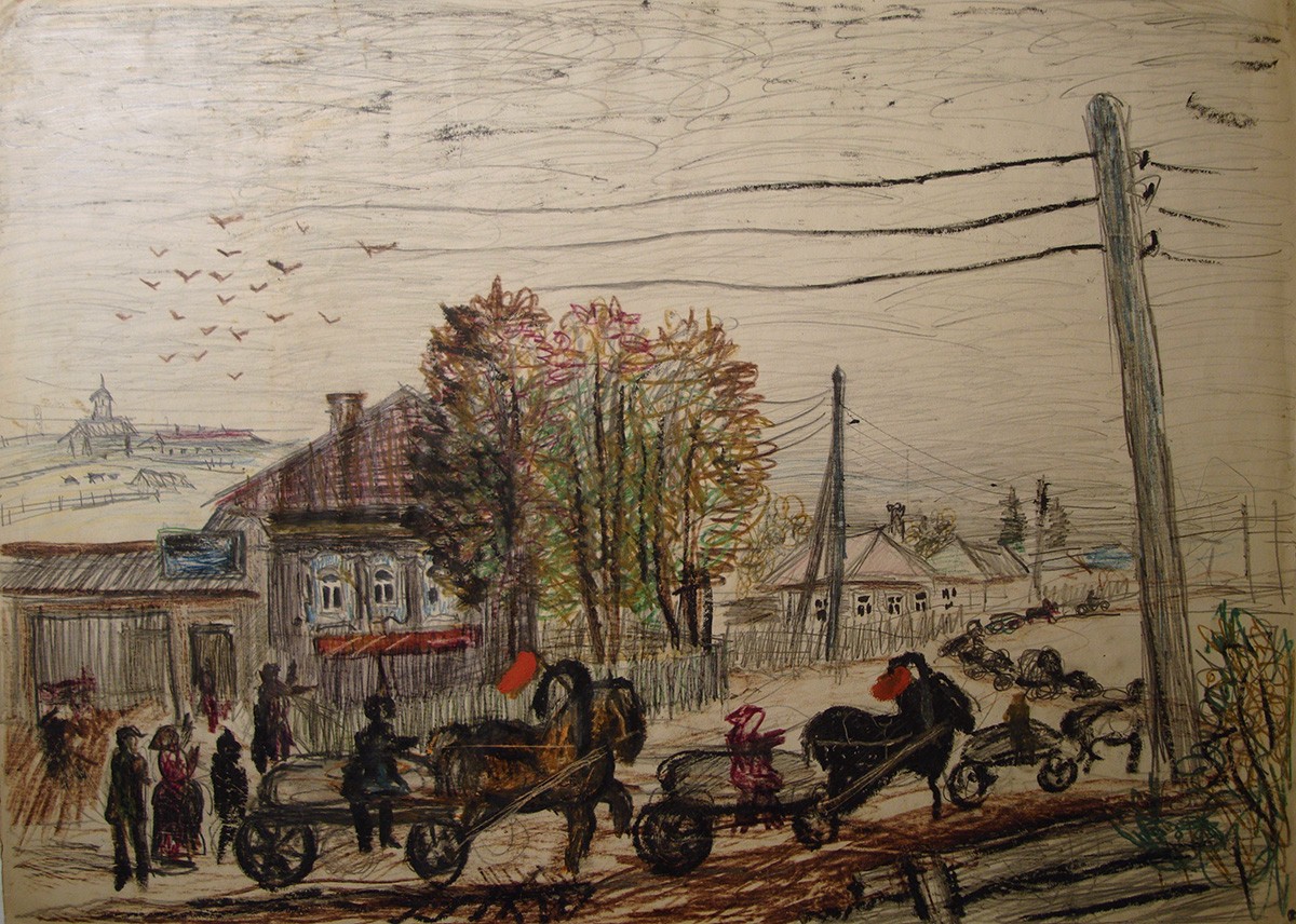 Пермь. Колхозный хлеб государству, Yurii Alekseevich Vasnetsov, 1942