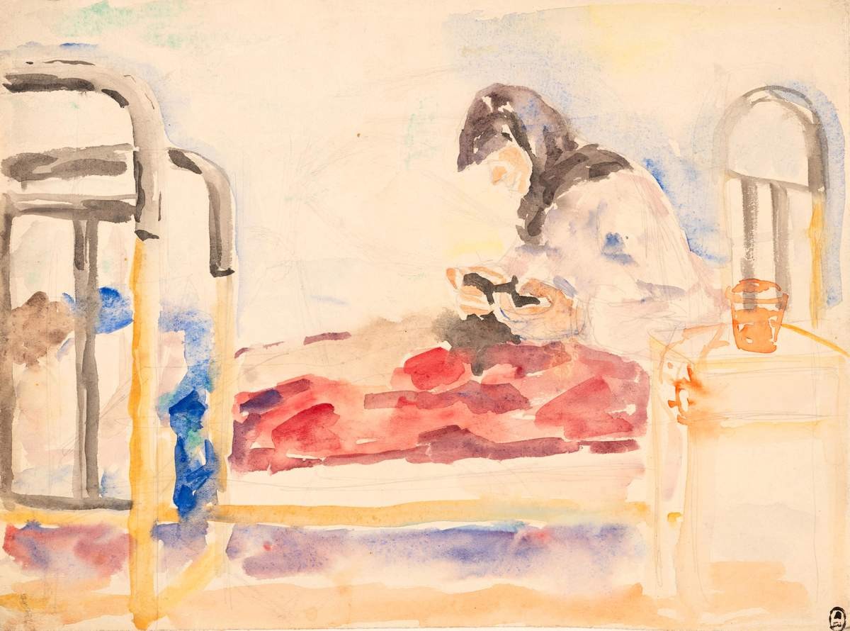 На кровати, Eugenia Magaril, 1942
