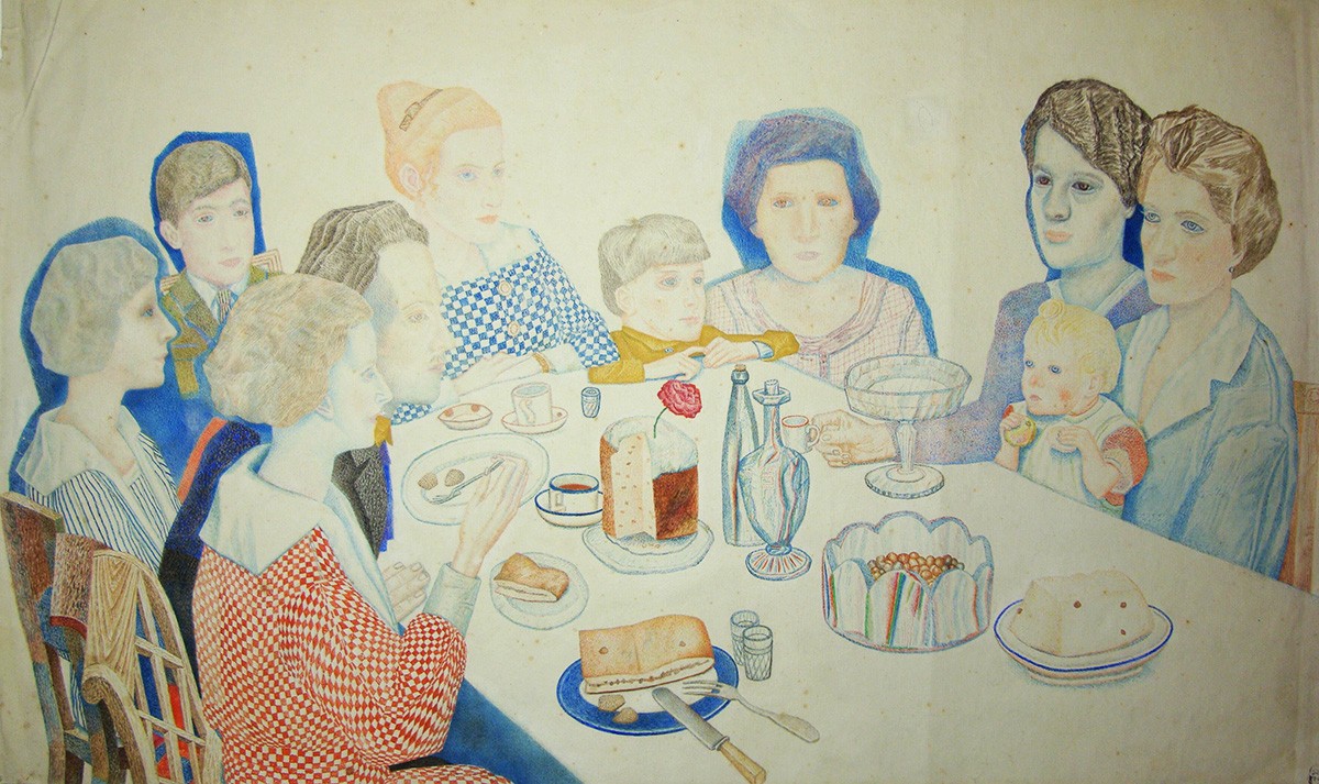 Семейный портрет (Пасха), Pavel Nikolaevich Filonov, 1924