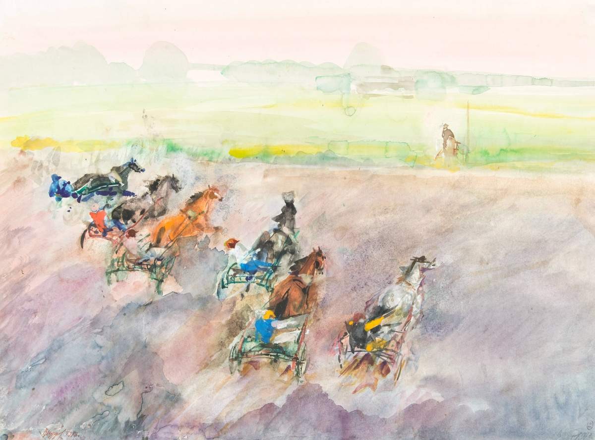 На старте (Бега на Псковском ипподроме), Курдов Валентин Иванович, 1978