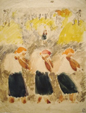 Уборка хлеба. Эскиз иллюстрации