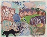 Пейзаж. Черная собака