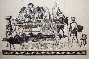 Эскиз к линогравюре «Самарканд. Арба»