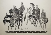 Эскиз к линогравюре «Самарканд. Ослики»