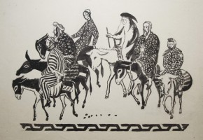 Эскиз к линогравюре «Самарканд. Ослики»