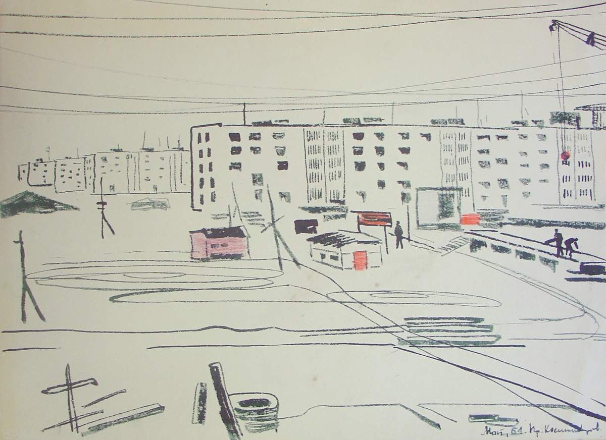 Строится проспект Космонавтов, Ayrapetyants Levon Yervandovich, 1964
