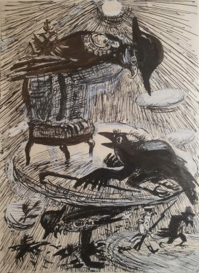 Ворон-челобитчик. Иллюстрация к сказке М. Е. Салтыкова-Щедрина. Вариант