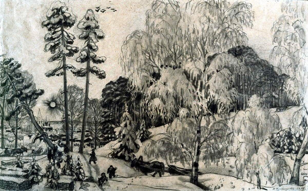 Зима, Boris Kustodiev, 1919