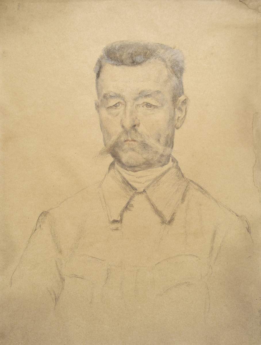 Портрет В. Г. Елистратова, реставратора-краснодеревщика ГРМ, Petr Ivanovich Neradovskiĭ, 1920s