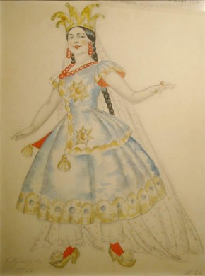 Princess Anfisa. Costume design for Yevgeny Zamyatin’s The Flea