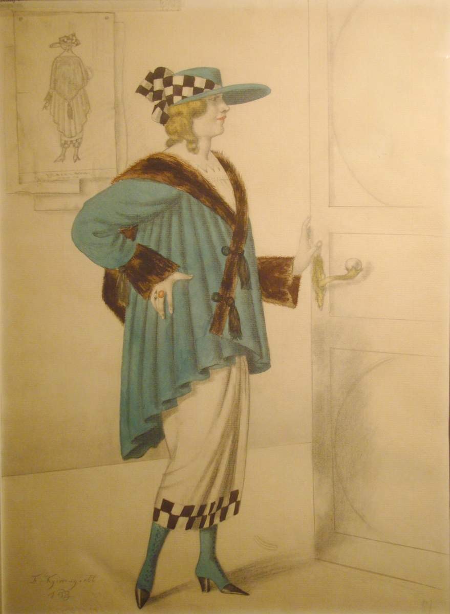 Модель женского костюма для журнала «Ателье», Boris Kustodiev, 1923