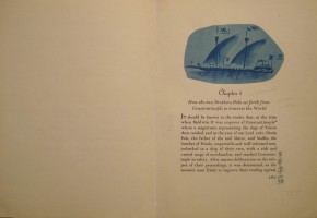 Разворот с иллюстрацией к книге «Путешествия Марко Поло»