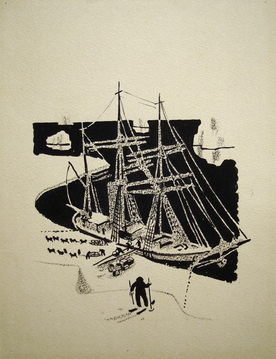 Р. Берд "Над Южным полюсом". Заставка к главе IV, Nikolay Lapshin, 1935
