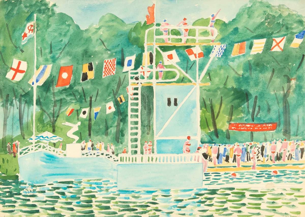 В ЦПКиО. Вышка для прыжков в воду, Boris Nicolaevich Ermolaev, 1954