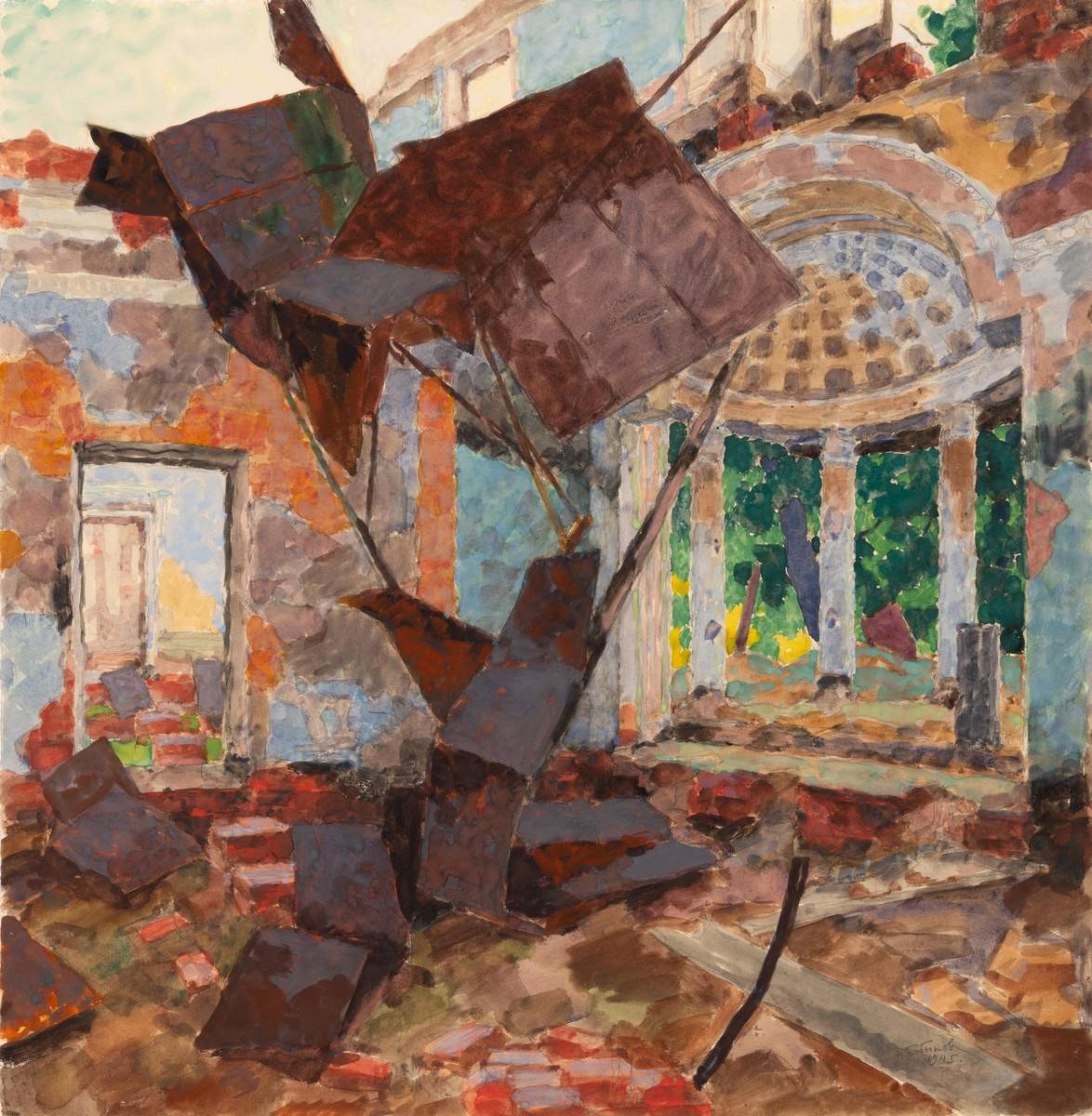 Павловск. Kабинет-фонарь после разрушения дворца немцами, Mikhail Bobyshov, 1945