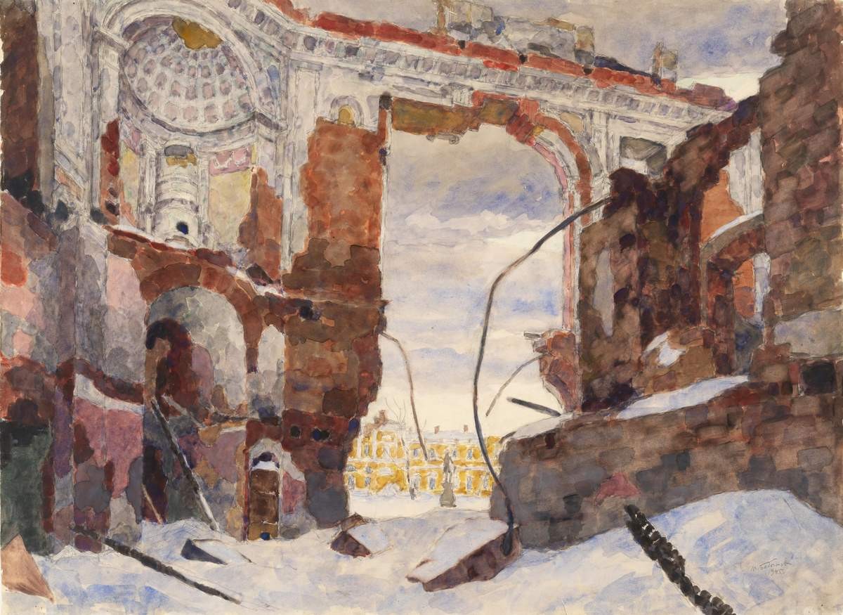 Павловский дворец, разрушенный немцами, Mikhail Bobyshov, 1945
