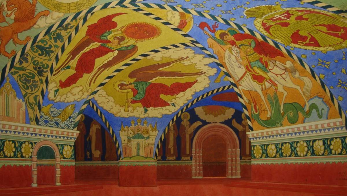 Эскиз декорации к последнему акту оперы М. П. Мусоргского "Борис Годунов", Ivan Bilibin, 1931