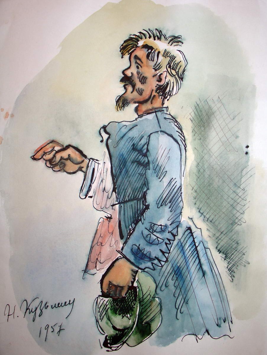 Левша. Эскиз иллюстрации к сказу Н.С.Лескова "Левша", Nikolay Kuzmin, 1957