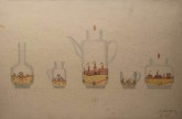 Эскиз росписи чайно-кофейного сервиза «Русский лубок». 1964. Форма «Нева-2»