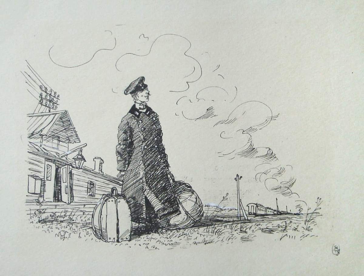 Иллюстрация к рассказу А. П. Чехова «Пересолил», Kanevskiy A. M., 1947