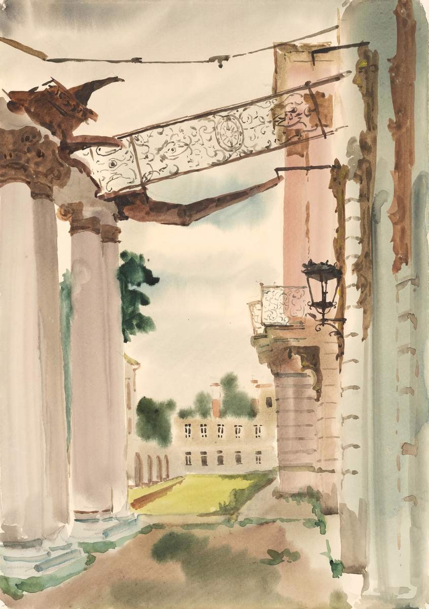 Разрушенный балкон дворца в Пушкине, Aleksandr Vedernikov, 1945