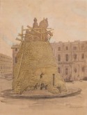 Ленинград. Памятник Николаю I, закрытый мешками