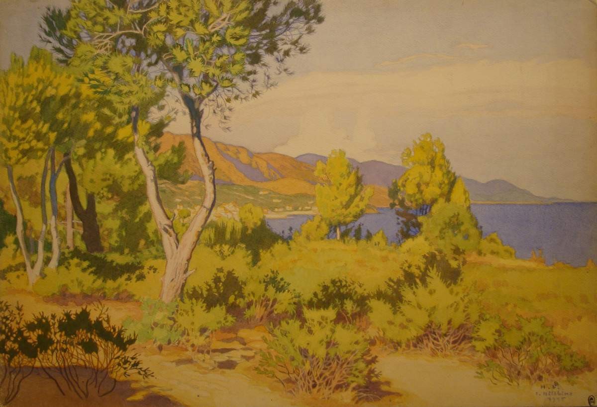 Франция. Лаванду, Вар. Вид из окна дачи, Ivan Bilibin, 1935
