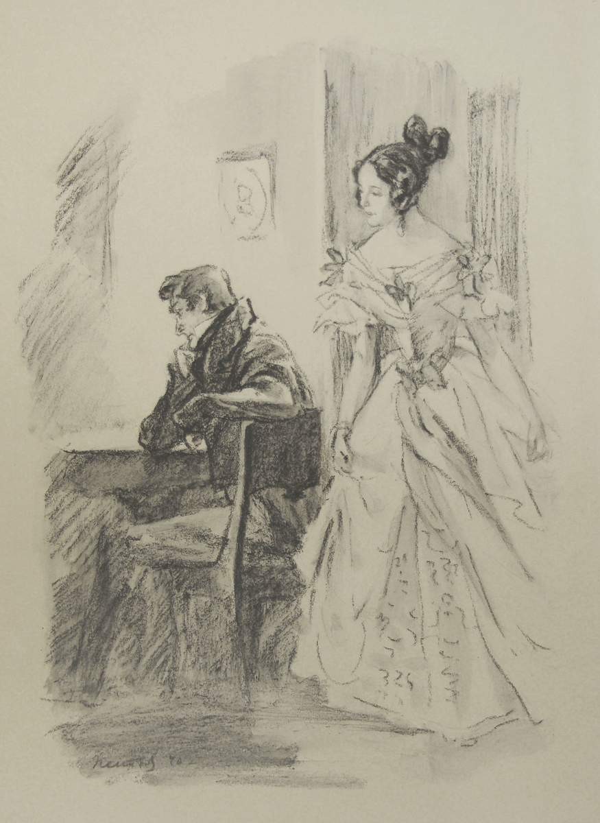 Иллюстрация к драме Лермонтова «Маскарад», Yury Petrov, 1940