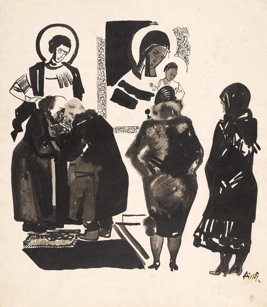 Рисунок для журнала «Безбожник», Aleksandr Deyneka, 1927
