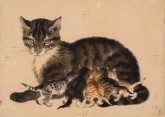 Кошка с котятами. Иллюстрация к книге С. Михалкова «Котята»
