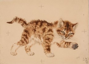 Два - котенок рыжий, шумный, весь в соседского кота. Иллюстрация к книге С. Михалкова «Котята»