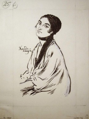 Портрет турецкой писательницы Халиде-Ханум. Иллюстрация к книге Е.Е. Лансере "Лето в Ангоре". 1922