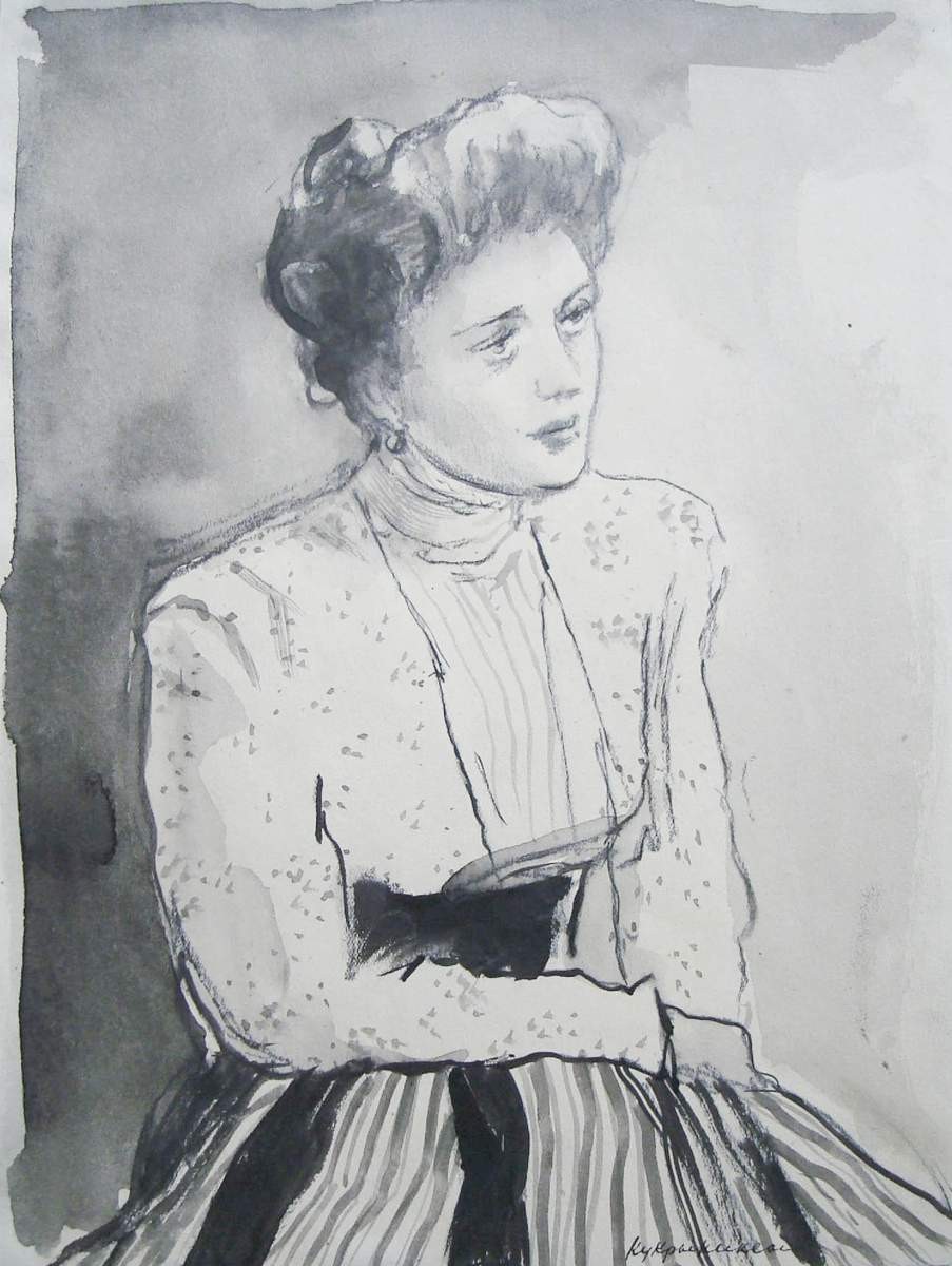 Анна Сергеевна. Иллюстрация к рассказу А. П. Чехова «Дама с собачкой», Kukryniksy, 1945