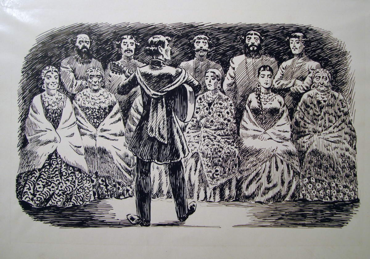 Иллюстрация к повести Н.Лескова «Очарованный странник», Nikolay Kuzmin, early 1950s (?)