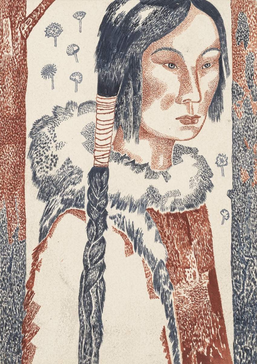 Иллюстрация к вогульской поэме «Янгал-Маа», Alisa Poret, 1933