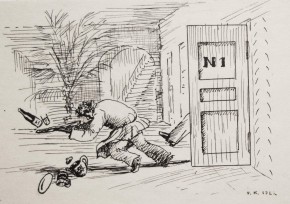 Сцена в гостинице с официантом