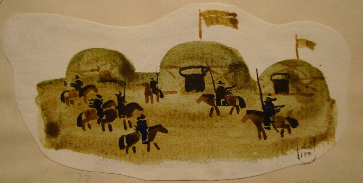 Храм в горах. Иллюстрация к книге «Путешествия Марко Поло», Nikolay Lapshin, 1933