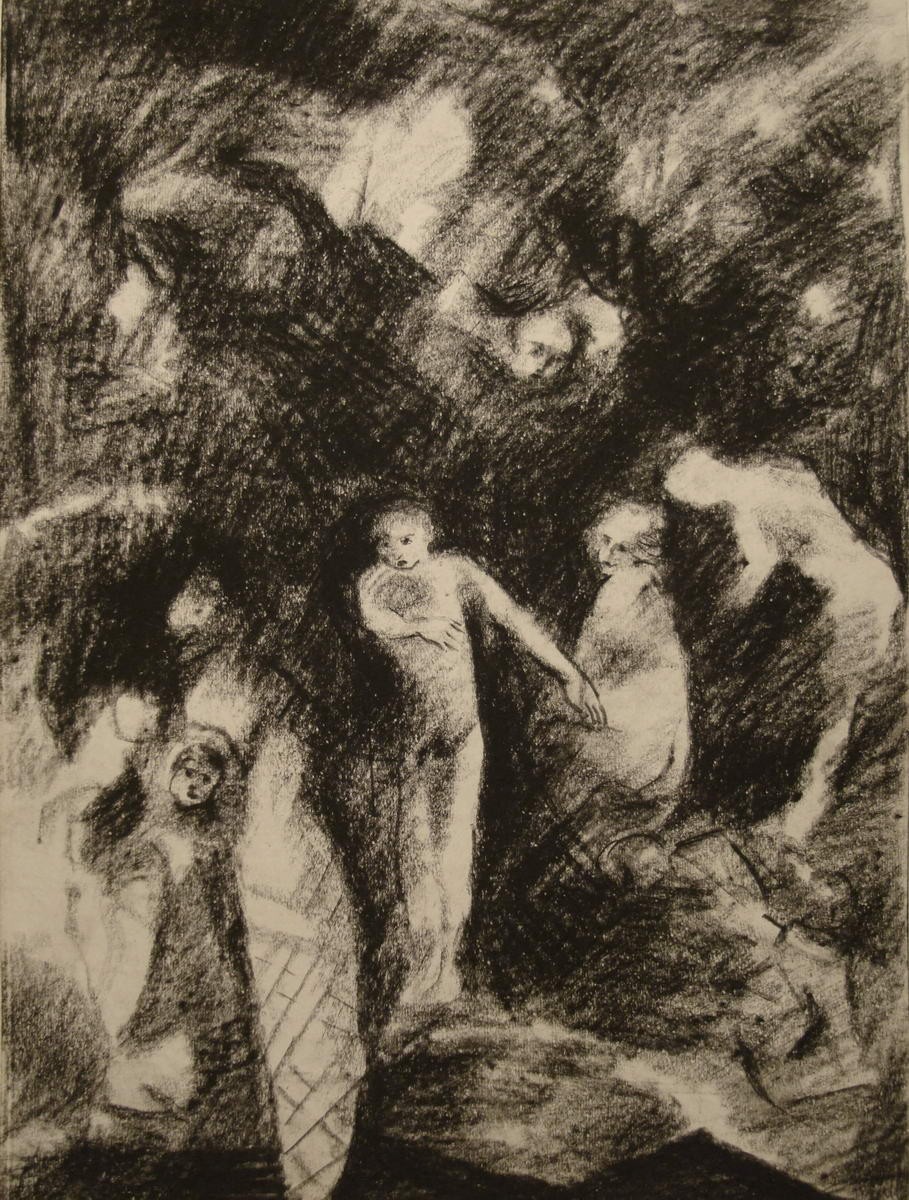 Композиция (Сцена с Лазарем и летящей фигурой), Vasily Chekrygin, 1921-1922